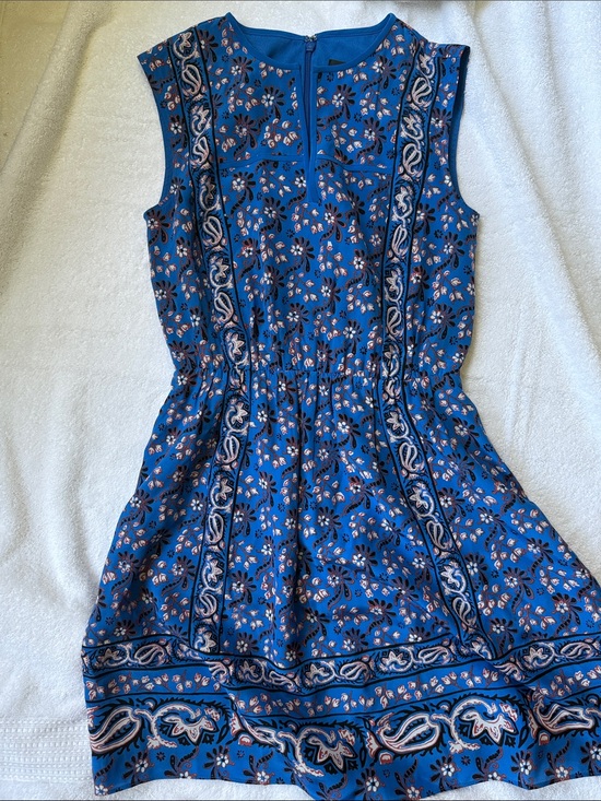 J. Crew Dresses & Skirts - NWT J. Crew Silk Blue Floral Sleeveless Mini Dress with Border Print